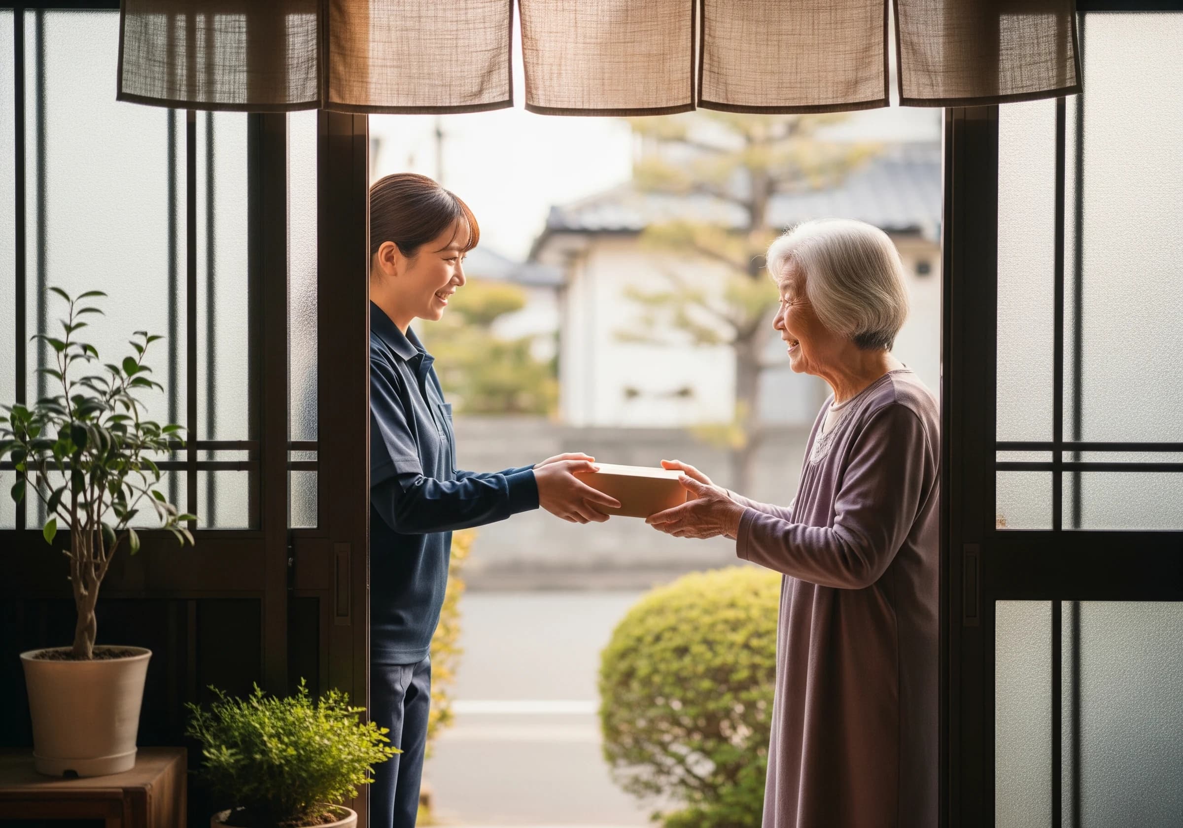 地域のお客さまへ荷物をお届けする様子